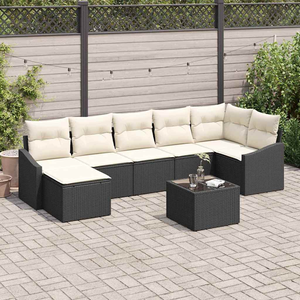 Tuin Sofa Set met kussen 8 pcs Bruin en Crème poly rattan is nu te koop bij PeponiXL, paradijselijk wonen!