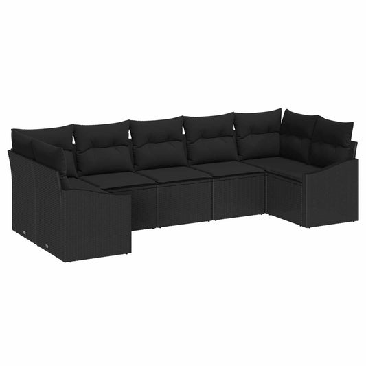 Tuinbankenset met opslag 7 pcs Zwart poly rattan is nu te koop bij PeponiXL, paradijselijk wonen!