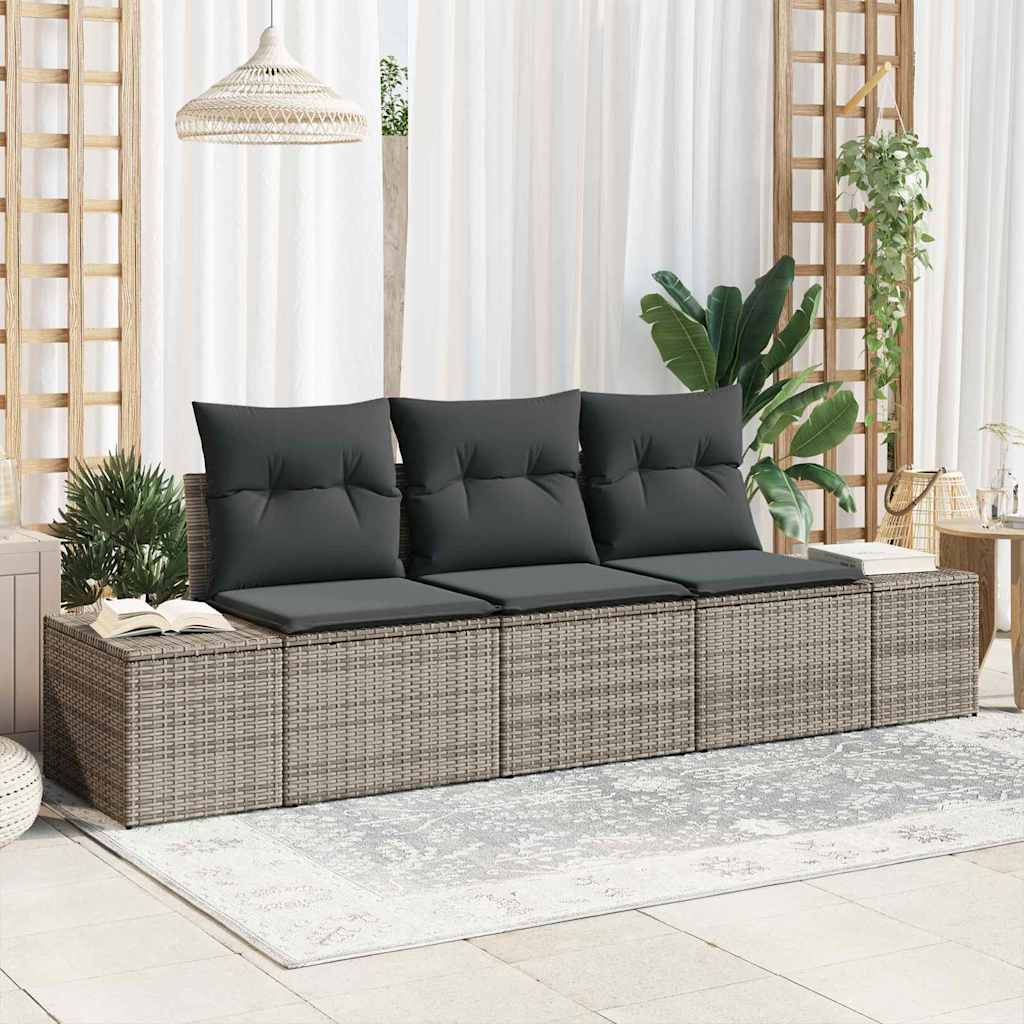 Tuinbankenset met opslag 3 pcs Grijs poly rattan is nu te koop bij PeponiXL, paradijselijk wonen!