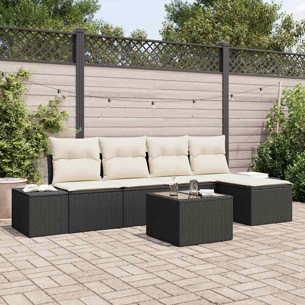 Tuin Sofa Set met kussen 5 pcs Bruin en Crème poly rattan is nu te koop bij PeponiXL, paradijselijk wonen!