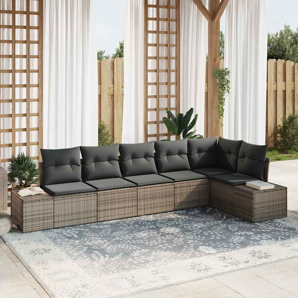 Tuinbankenset met opslag 6 pcs Grijs poly rattan is nu te koop bij PeponiXL, paradijselijk wonen!