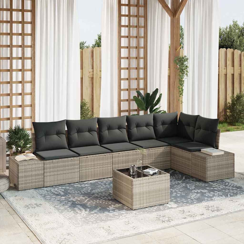 Tuinbankenset met opslag Lichtgrijs poly rattan is nu te koop bij PeponiXL, paradijselijk wonen!