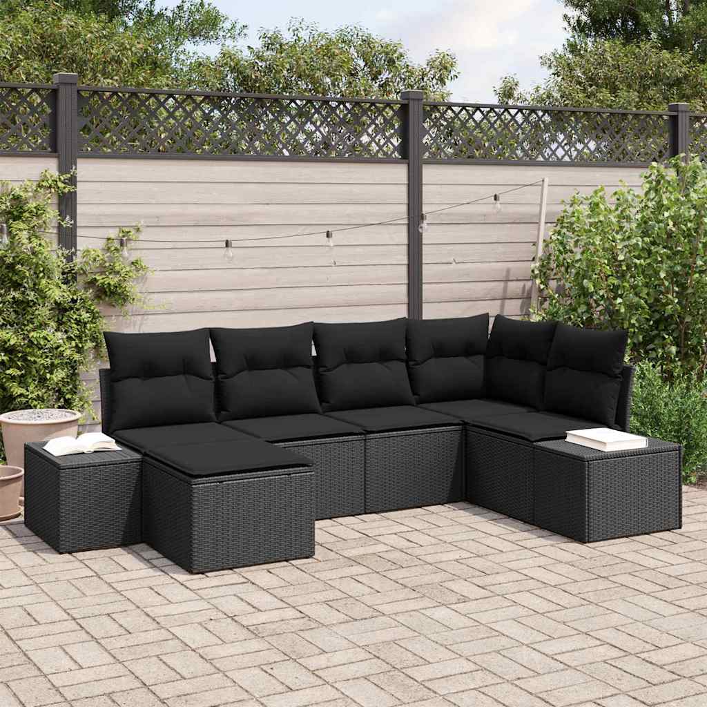 Tuin Sofa Set met kussen met opslag 6 pcs Zwart poly rattan is nu te koop bij PeponiXL, paradijselijk wonen!