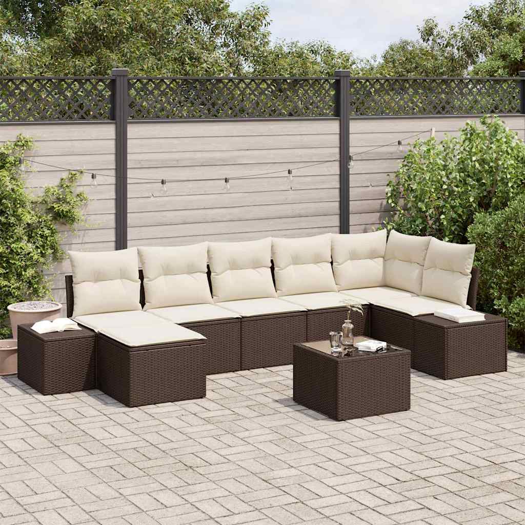 Tuin Sofa Set met kussen met opslag 7 pcs Bruin poly rattan is nu te koop bij PeponiXL, paradijselijk wonen!