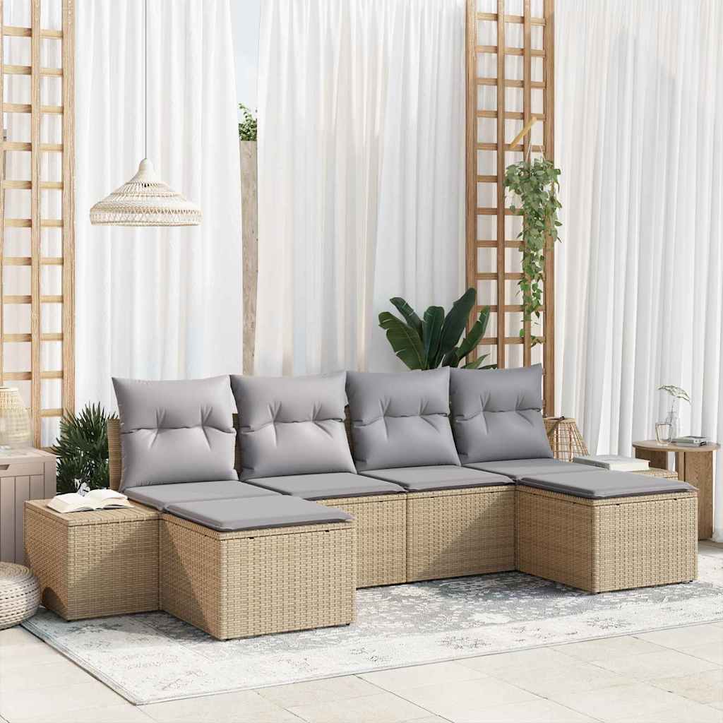 Tuin Sofa Set met kussen 4 pcs Beige en Licht Grijs poly rattan is nu te koop bij PeponiXL, paradijselijk wonen!
