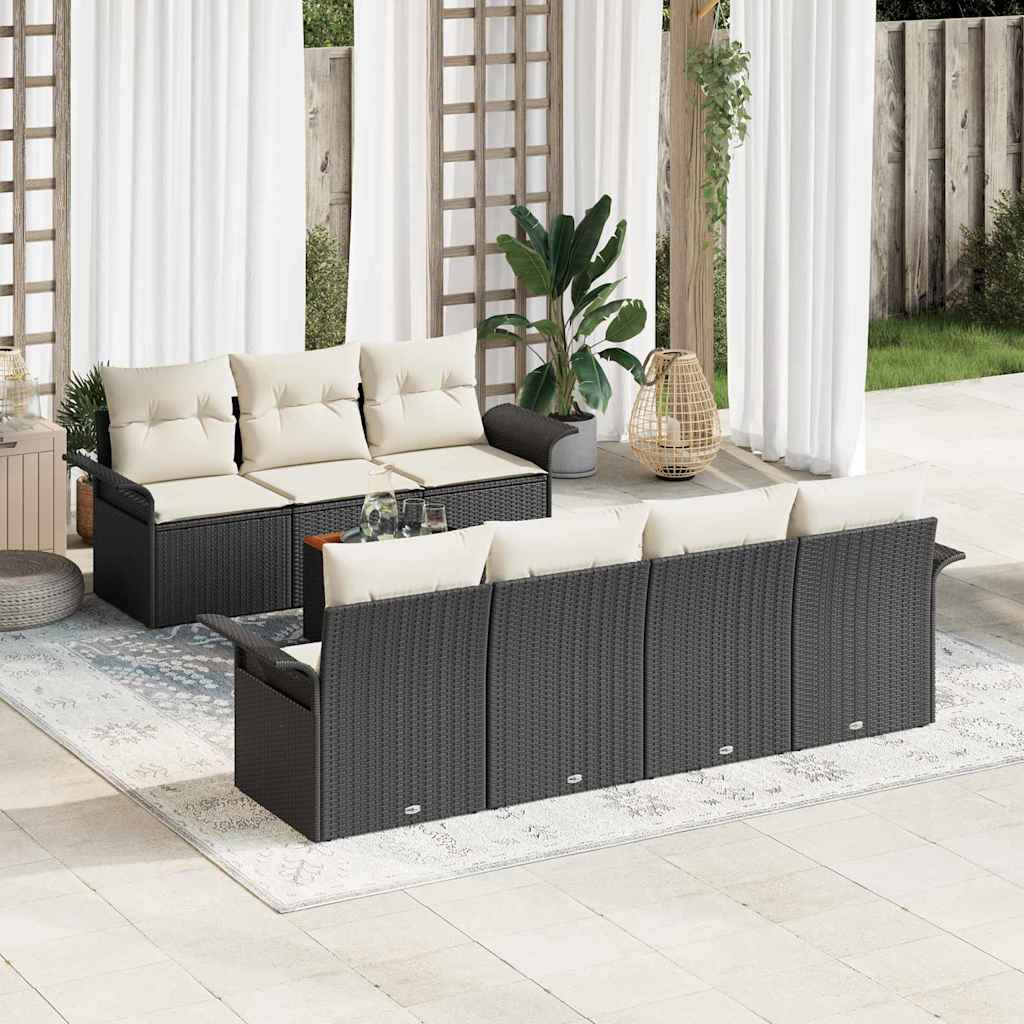 Tuinbankenset met opslag 8 pcs Zwart en Crème poly rattan is nu te koop bij PeponiXL, paradijselijk wonen!