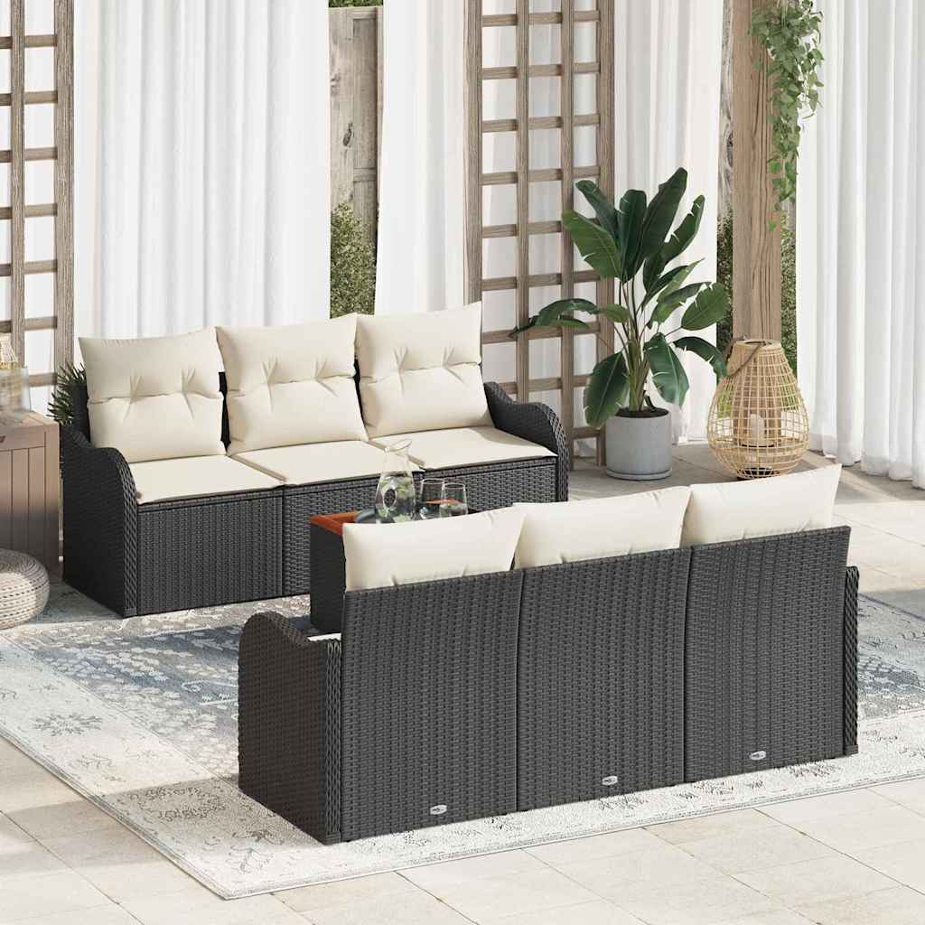 Tuinbankenset met opslag 7 pcs Zwart en Crème poly rattan is nu te koop bij PeponiXL, paradijselijk wonen!