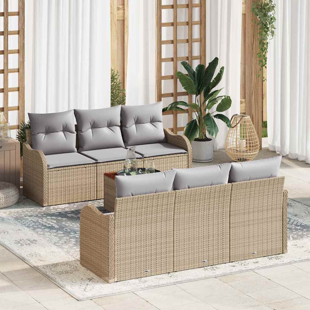 Tuinbankenset met opslag 7 pcs Beige en Licht Grijs poly rattan is nu te koop bij PeponiXL, paradijselijk wonen!
