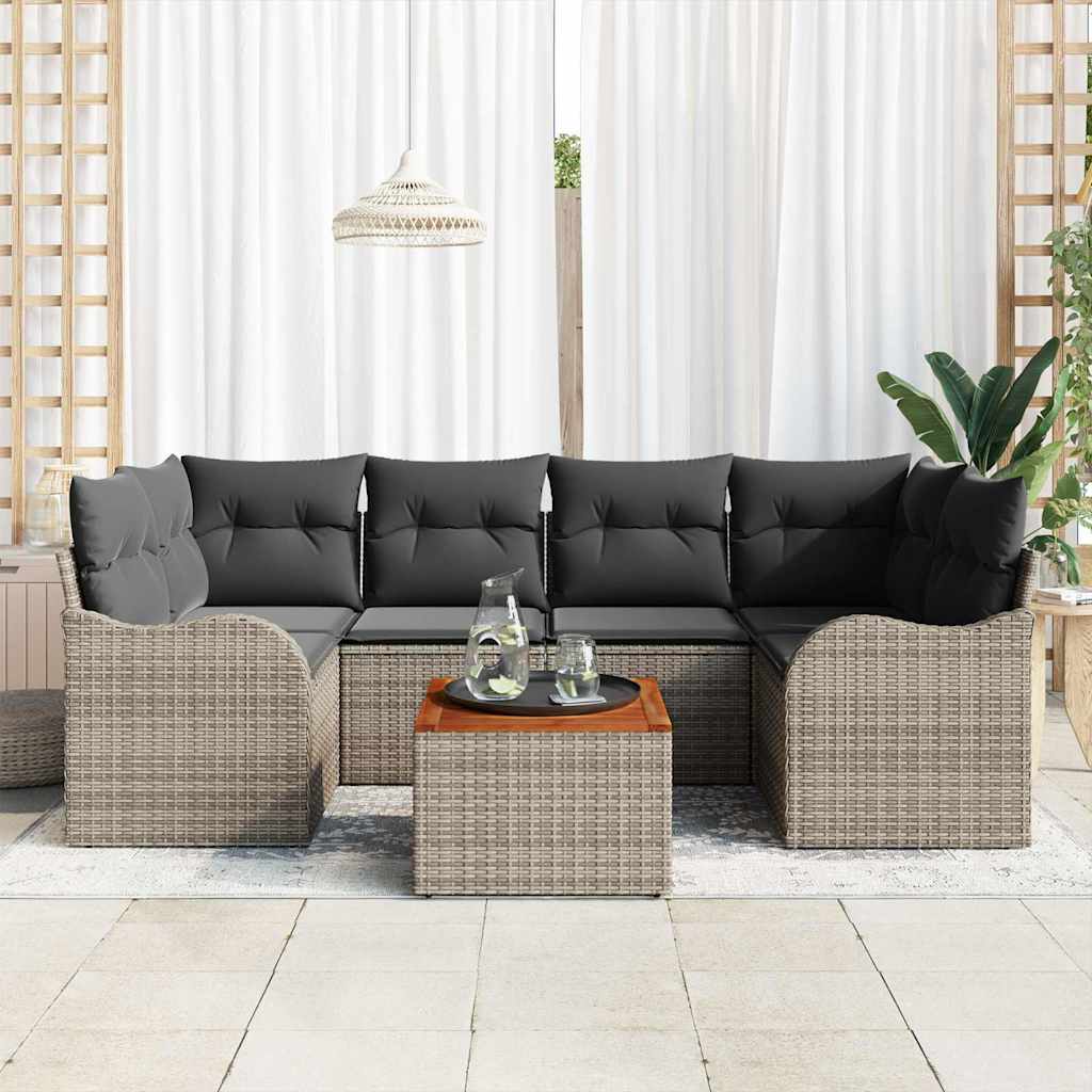 Tuinbankenset met opslag 7 pcs Grijs poly rattan is nu te koop bij PeponiXL, paradijselijk wonen!