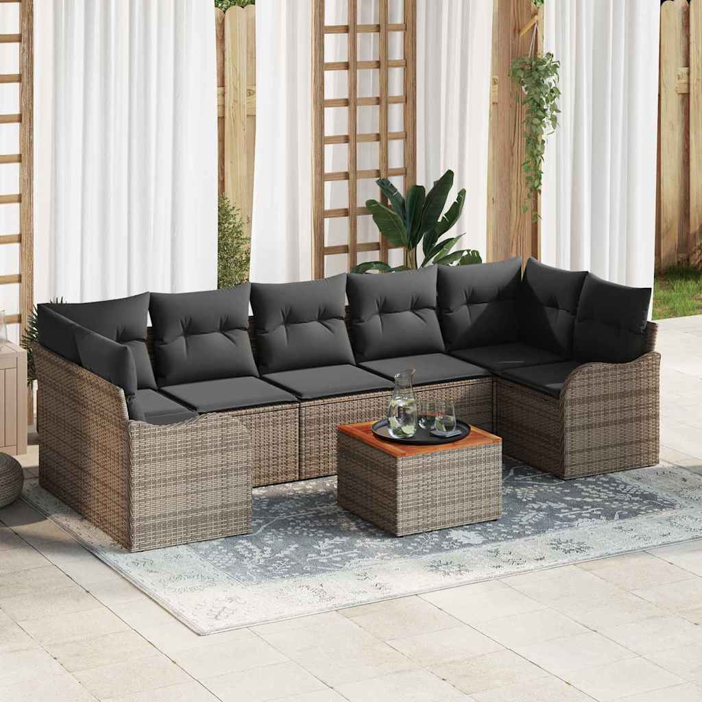 Tuinbankenset met opslag 8 pcs Grijs poly rattan is nu te koop bij PeponiXL, paradijselijk wonen!