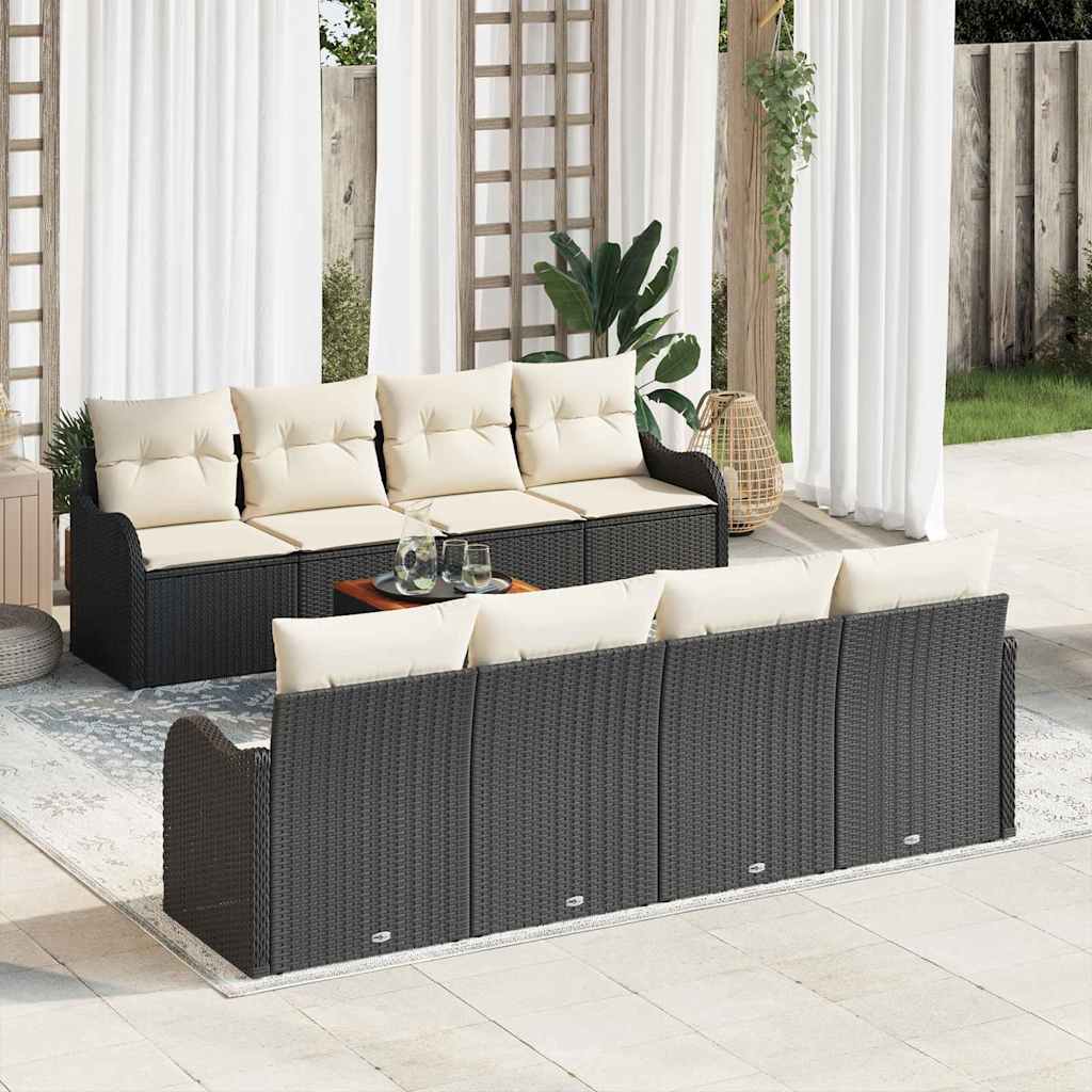Tuinbankenset met opslag 9 pcs Zwart en Crème poly rattan is nu te koop bij PeponiXL, paradijselijk wonen!