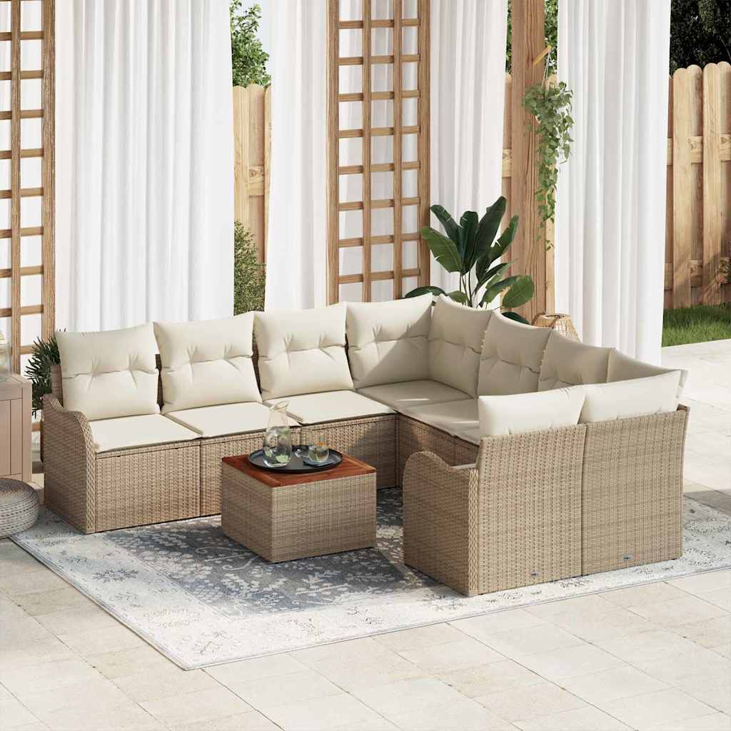Tuinbankenset met opslag 9 pcs Beige en Crème poly rattan is nu te koop bij PeponiXL, paradijselijk wonen!