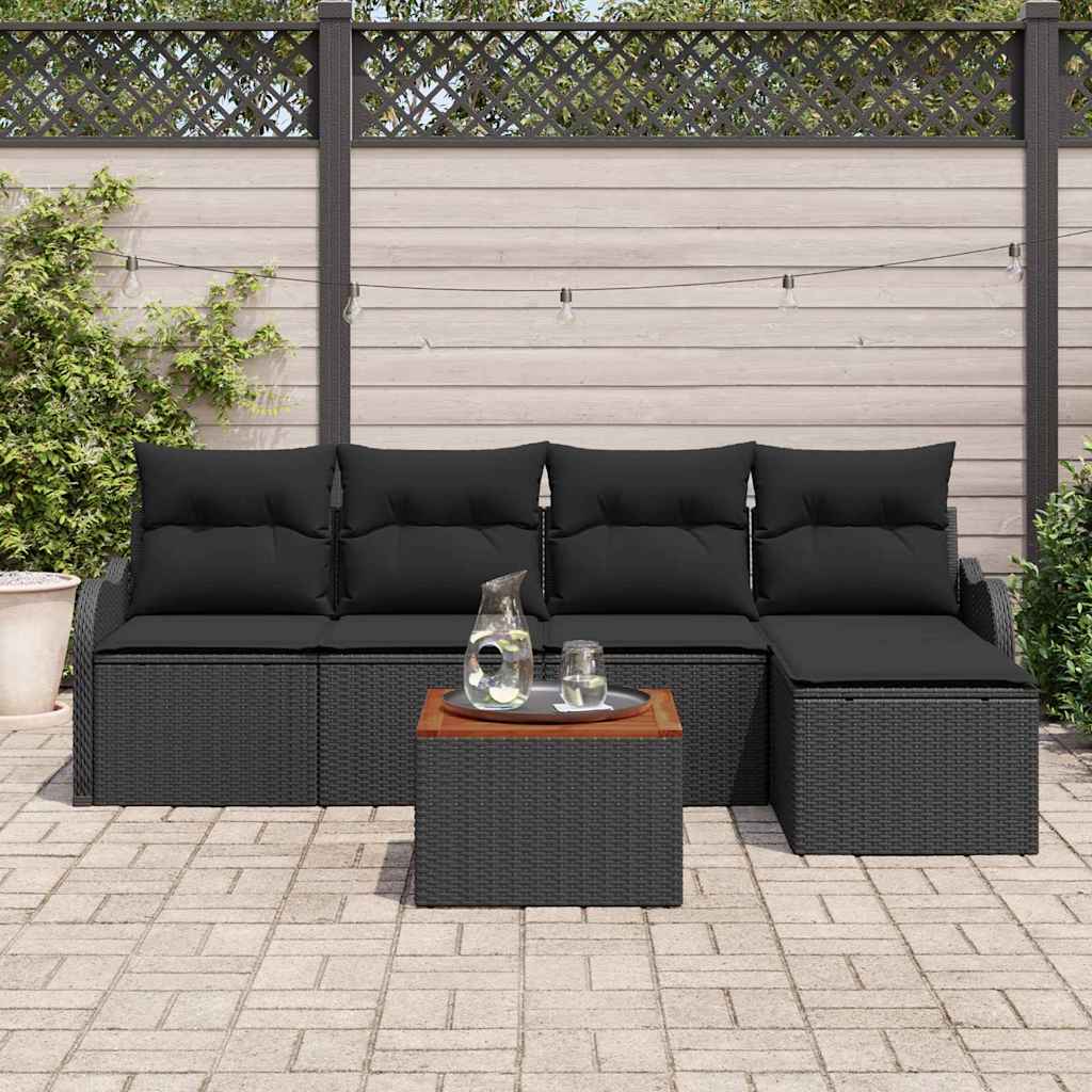 Tuinbankenset met opslag 6 pcs Zwart poly rattan is nu te koop bij PeponiXL, paradijselijk wonen!