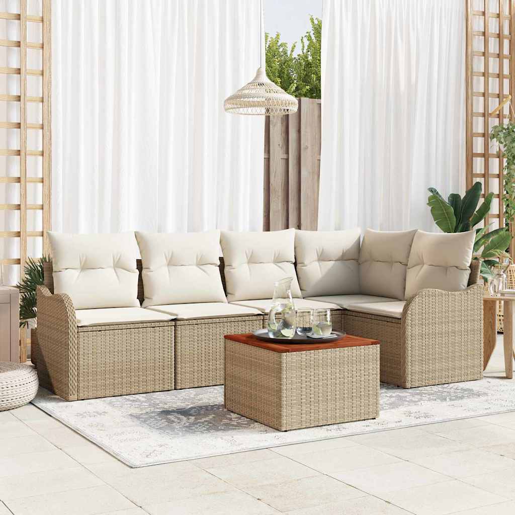 Tuinbankenset met opslag 6 pcs Beige en Crème poly rattan is nu te koop bij PeponiXL, paradijselijk wonen!