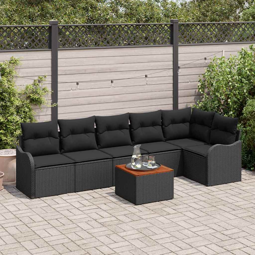 Tuinbankenset met opslag 7 pcs Zwart poly rattan is nu te koop bij PeponiXL, paradijselijk wonen!