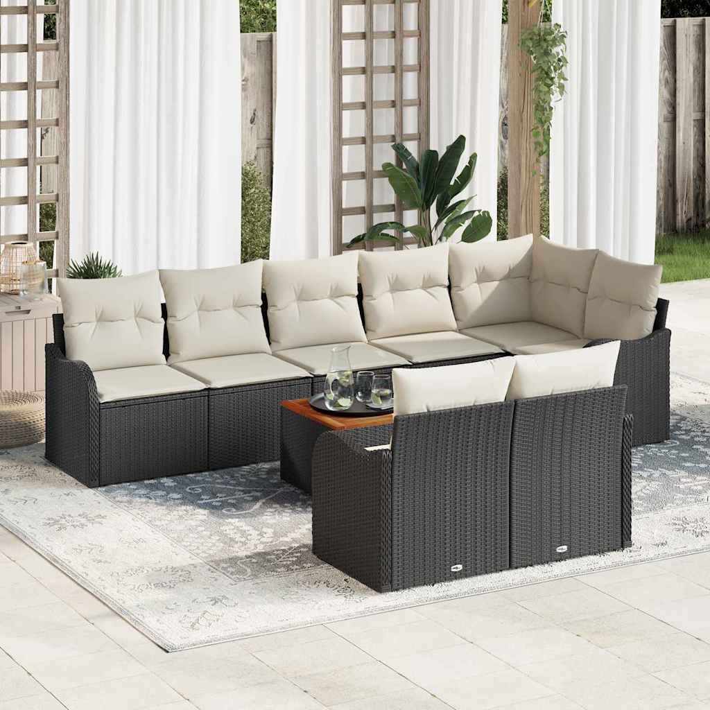 Tuinbankenset met opslag 9 pcs Zwart en Crème poly rattan is nu te koop bij PeponiXL, paradijselijk wonen!