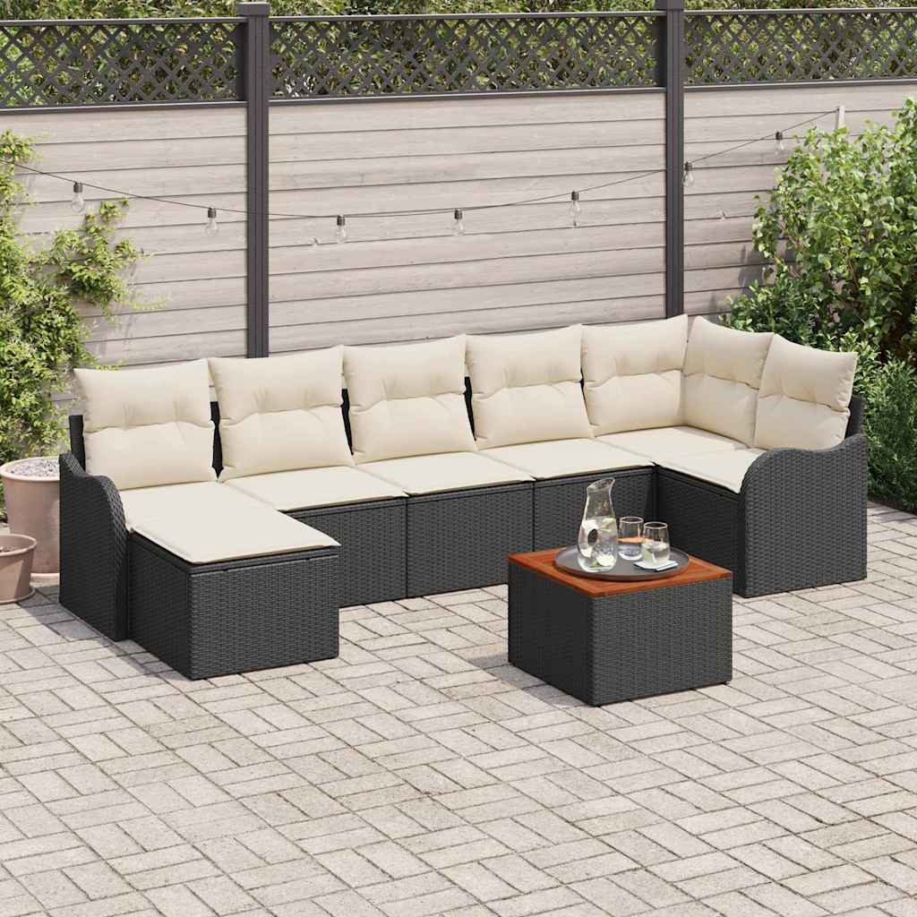 Tuinbankenset met opslag 8 pcs Zwart en Crème poly rattan is nu te koop bij PeponiXL, paradijselijk wonen!