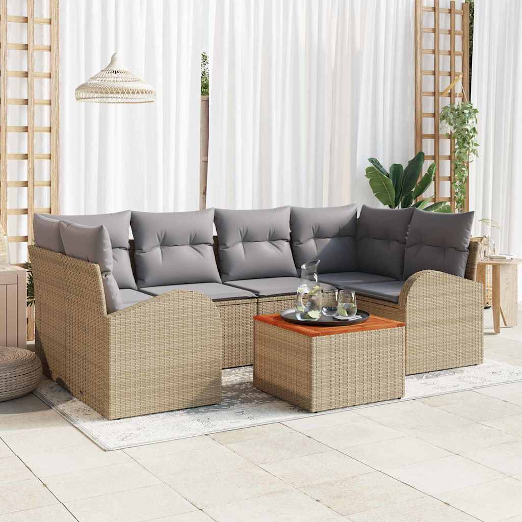 Tuinbankenset met opslag 7 pcs Beige en Licht Grijs poly rattan is nu te koop bij PeponiXL, paradijselijk wonen!