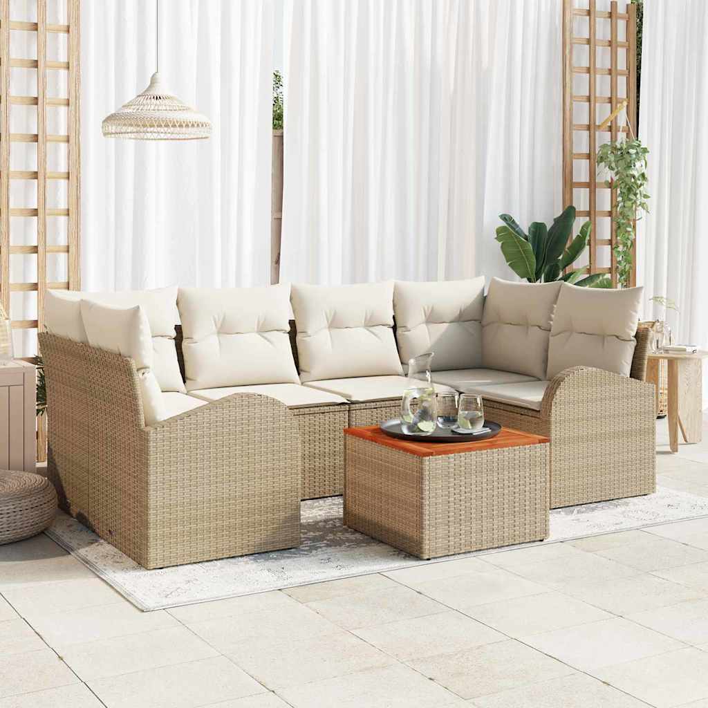 Tuinbankenset 7 st Beige en Crème poly rattan is nu te koop bij PeponiXL, paradijselijk wonen!