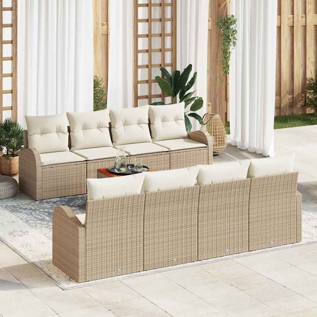 Tuinbankenset 9 st Beige en Crème poly rattan is nu te koop bij PeponiXL, paradijselijk wonen!