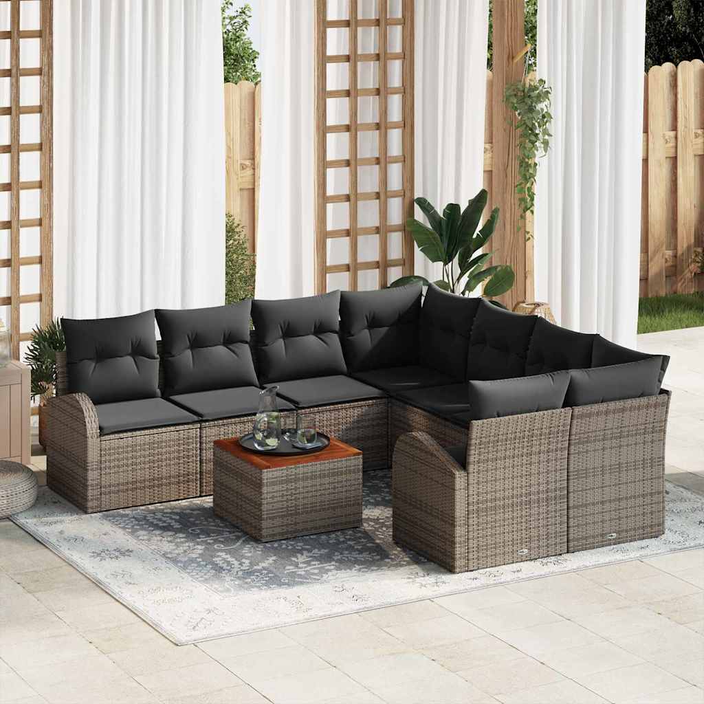 Tuinbankenset met opslag 9 pcs Grijs poly rattan is nu te koop bij PeponiXL, paradijselijk wonen!