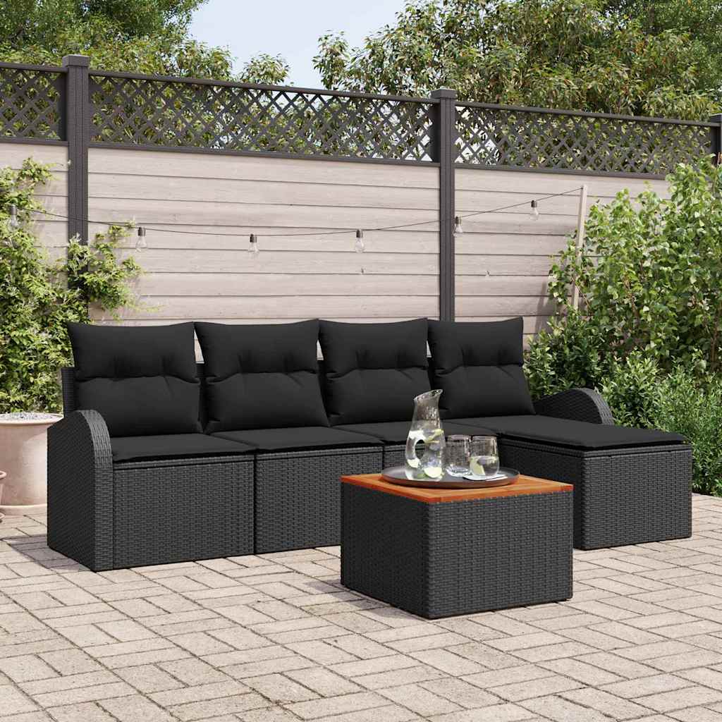Tuinbankenset met opslag 6 pcs Zwart poly rattan is nu te koop bij PeponiXL, paradijselijk wonen!