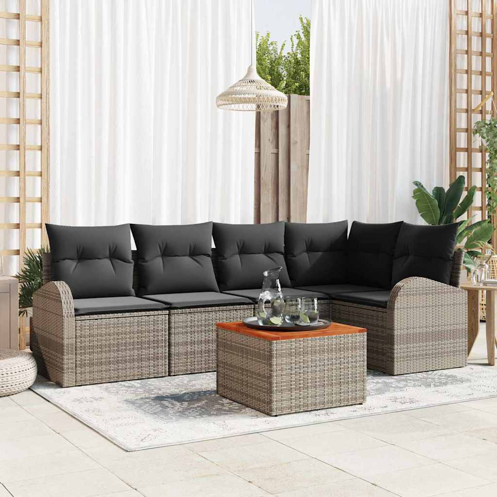 Tuinbankenset met opslag 6 pcs Grijs poly rattan is nu te koop bij PeponiXL, paradijselijk wonen!