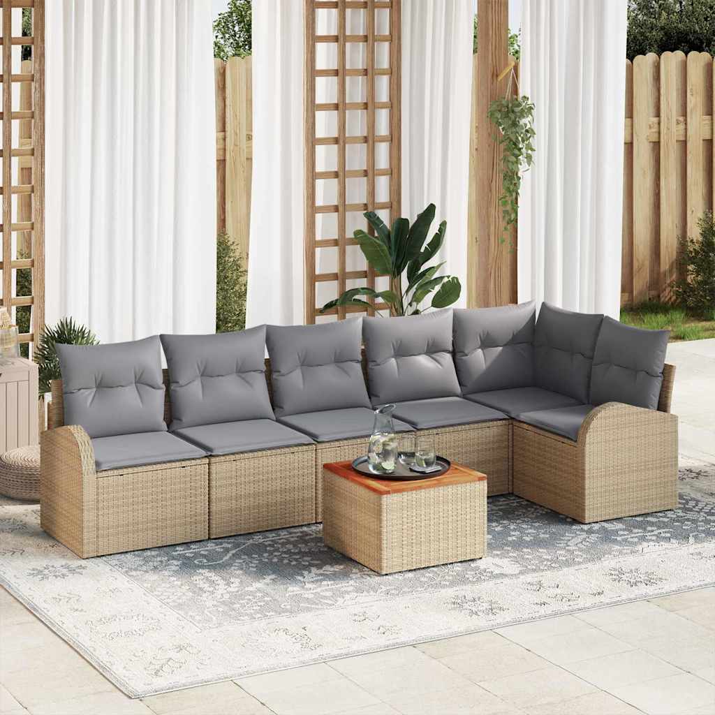 Tuinbankenset met opslag 7 pcs Beige en Licht Grijs poly rattan is nu te koop bij PeponiXL, paradijselijk wonen!