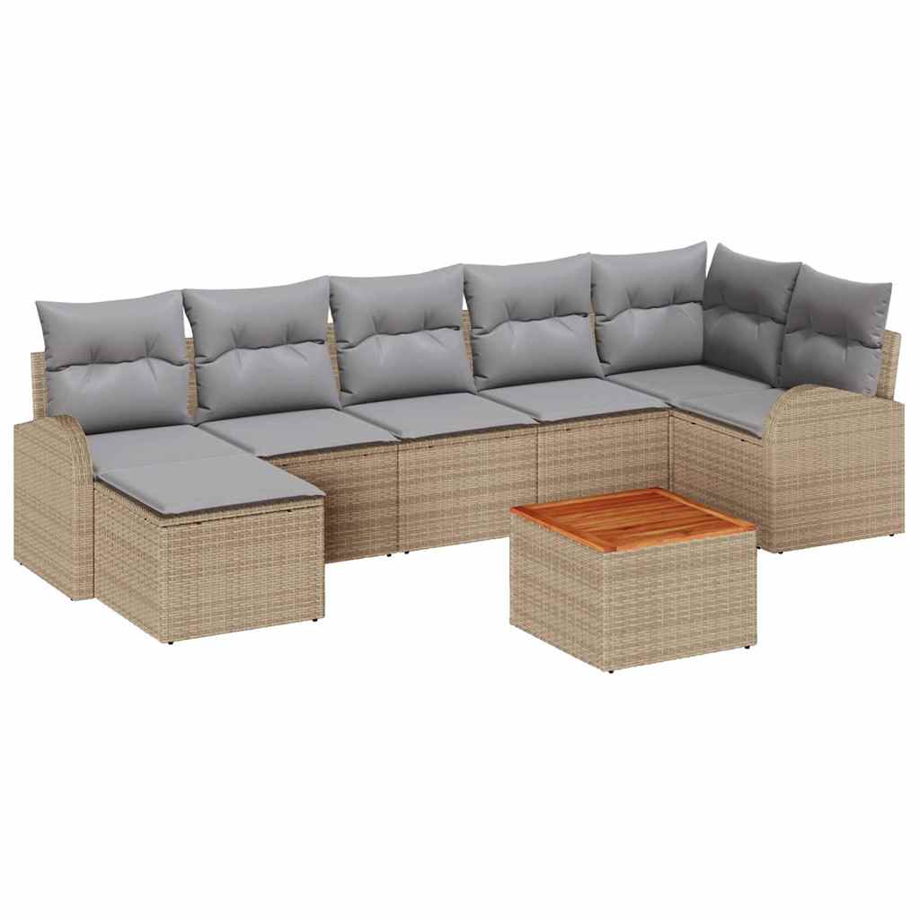 Tuinbankenset met opslag 8 pcs Beige en Licht Grijs poly rattan is nu te koop bij PeponiXL, paradijselijk wonen!