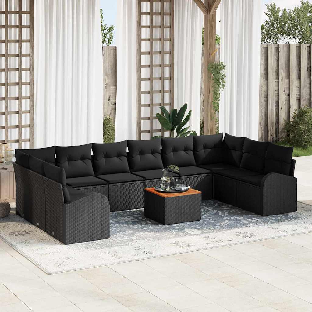 Tuinbankenset met opslag 11 pcs Zwart poly rattan is nu te koop bij PeponiXL, paradijselijk wonen!