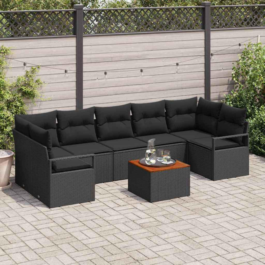 Tuinbankenset met opslag 8 pcs Zwart poly rattan is nu te koop bij PeponiXL, paradijselijk wonen!