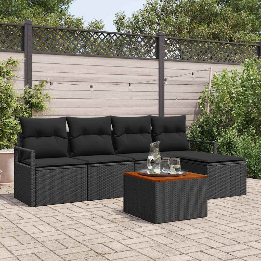 Tuinbankenset met opslag 6 pcs Zwart poly rattan is nu te koop bij PeponiXL, paradijselijk wonen!