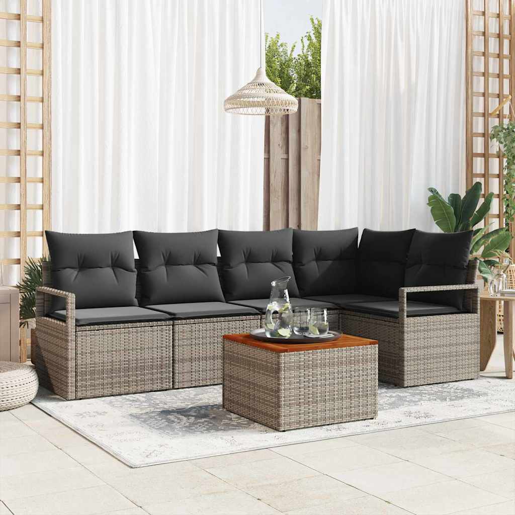 Tuinbankenset met opslag 6 pcs Grijs poly rattan is nu te koop bij PeponiXL, paradijselijk wonen!