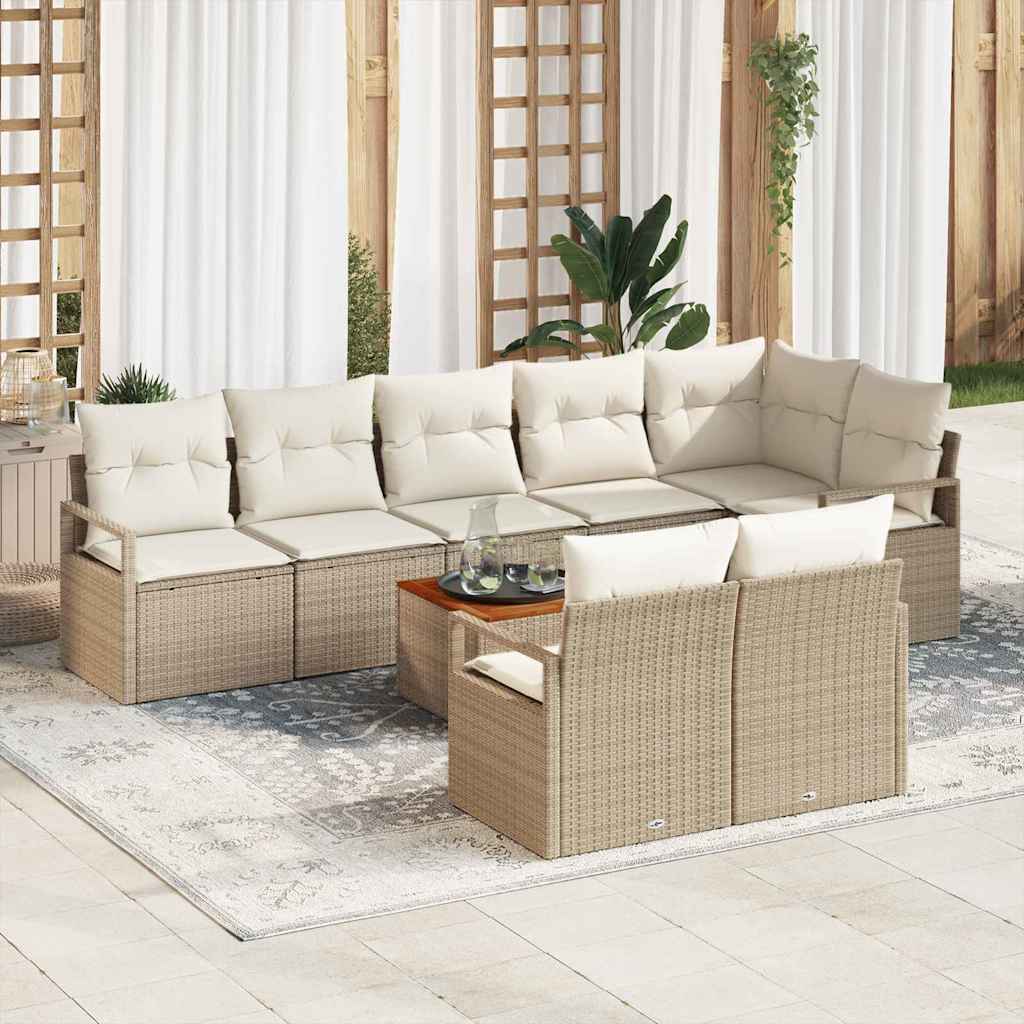 Tuinbankenset met opslag 9 pcs Beige en Crème poly rattan is nu te koop bij PeponiXL, paradijselijk wonen!