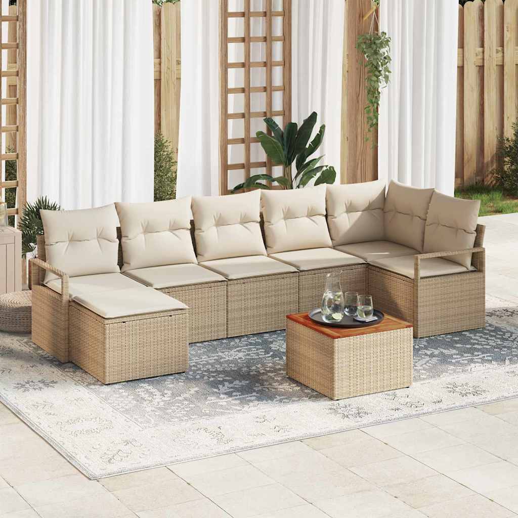 Tuinbankenset met opslag 8 pcs Beige en Crème poly rattan is nu te koop bij PeponiXL, paradijselijk wonen!