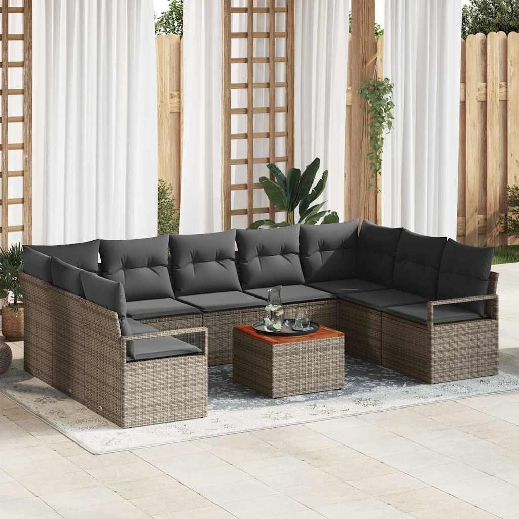 Tuinbankenset met opslag 10 pcs Grijs poly rattan is nu te koop bij PeponiXL, paradijselijk wonen!