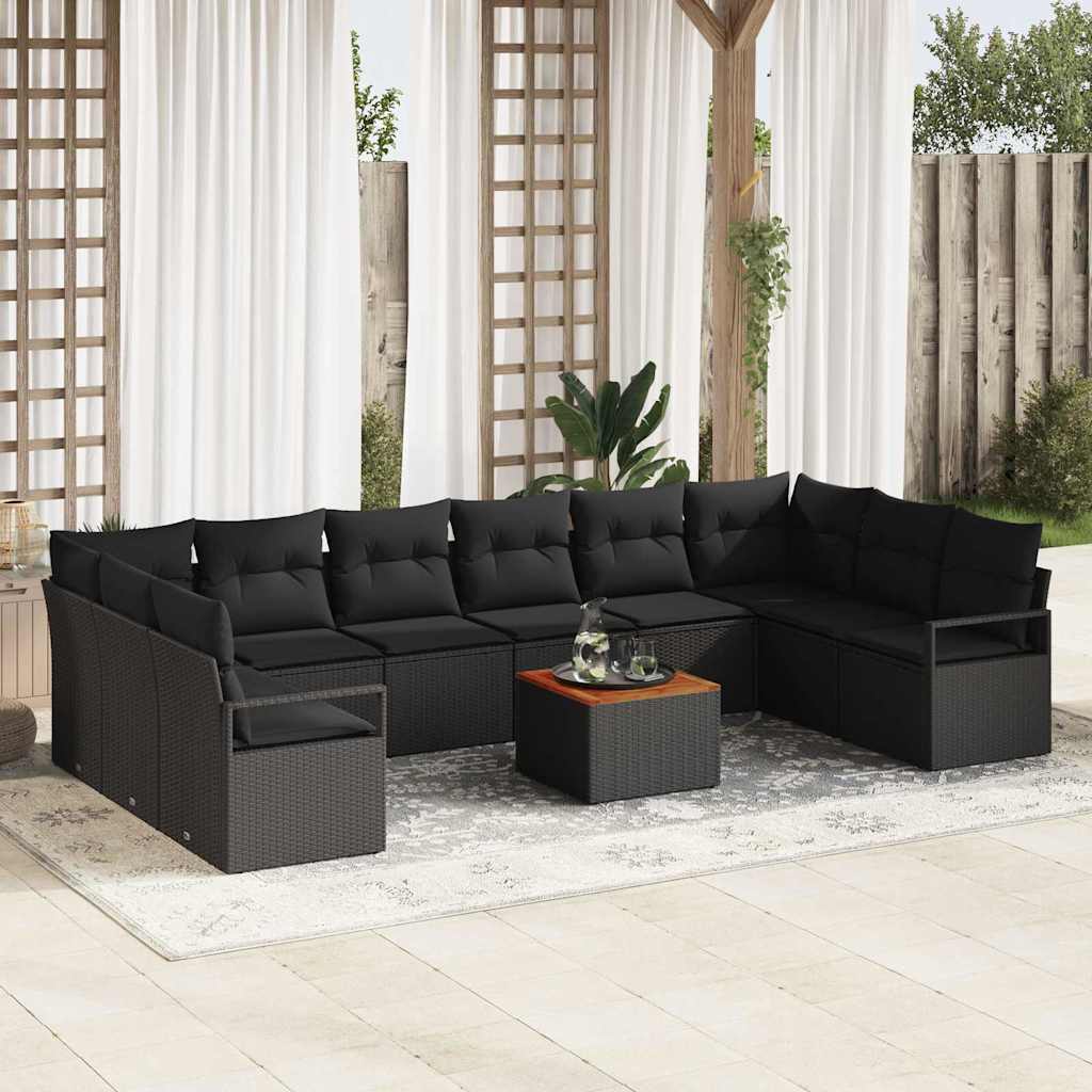 Tuinbankenset met opslag 11 pcs Zwart poly rattan is nu te koop bij PeponiXL, paradijselijk wonen!