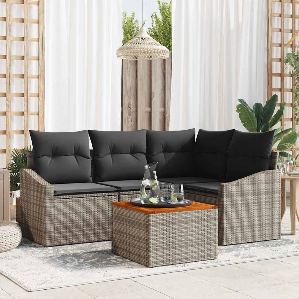 Tuinbankenset met opslag 5 pcs Grijs poly rattan is nu te koop bij PeponiXL, paradijselijk wonen!