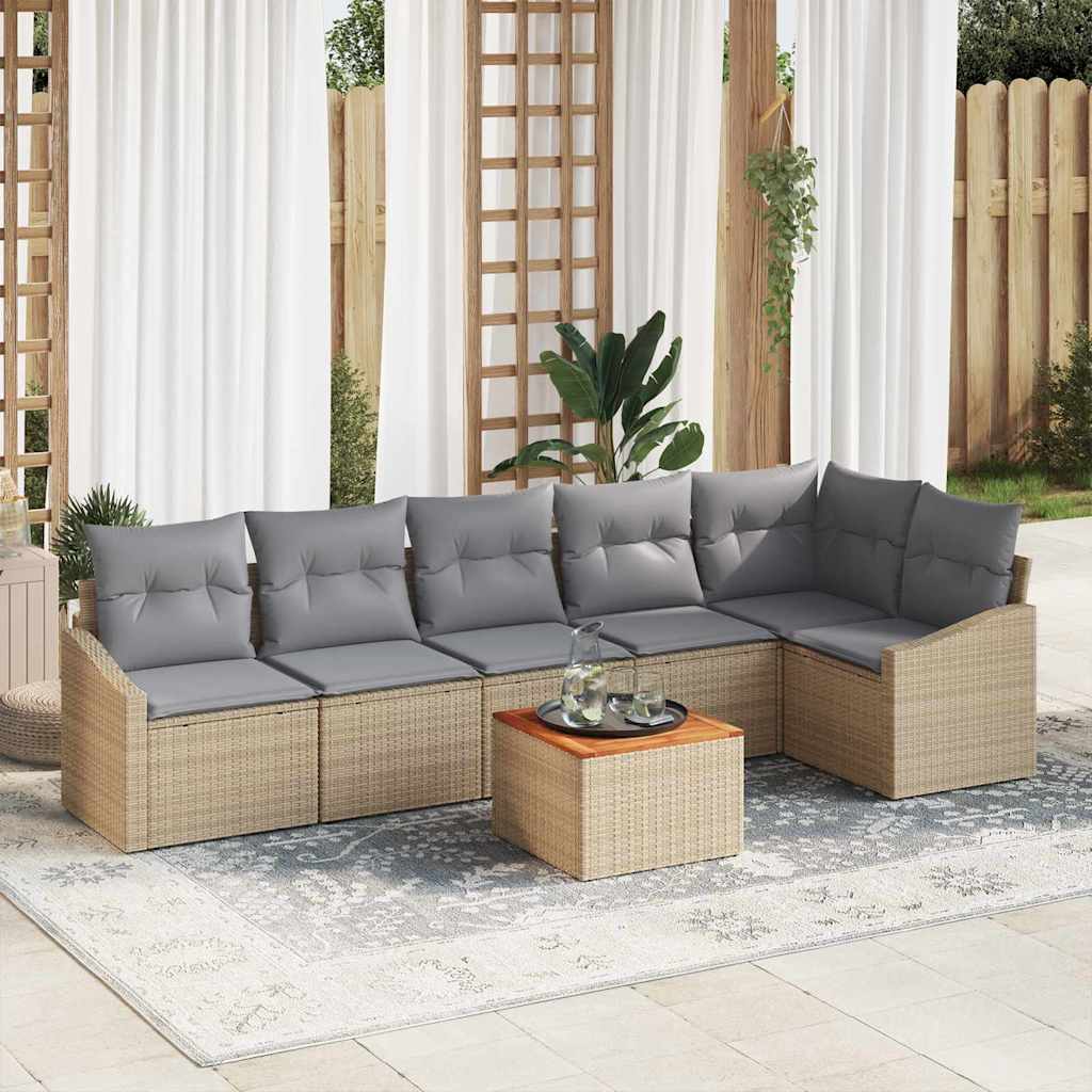 Tuinbankenset met opslag 7 pcs Beige en Licht Grijs poly rattan is nu te koop bij PeponiXL, paradijselijk wonen!