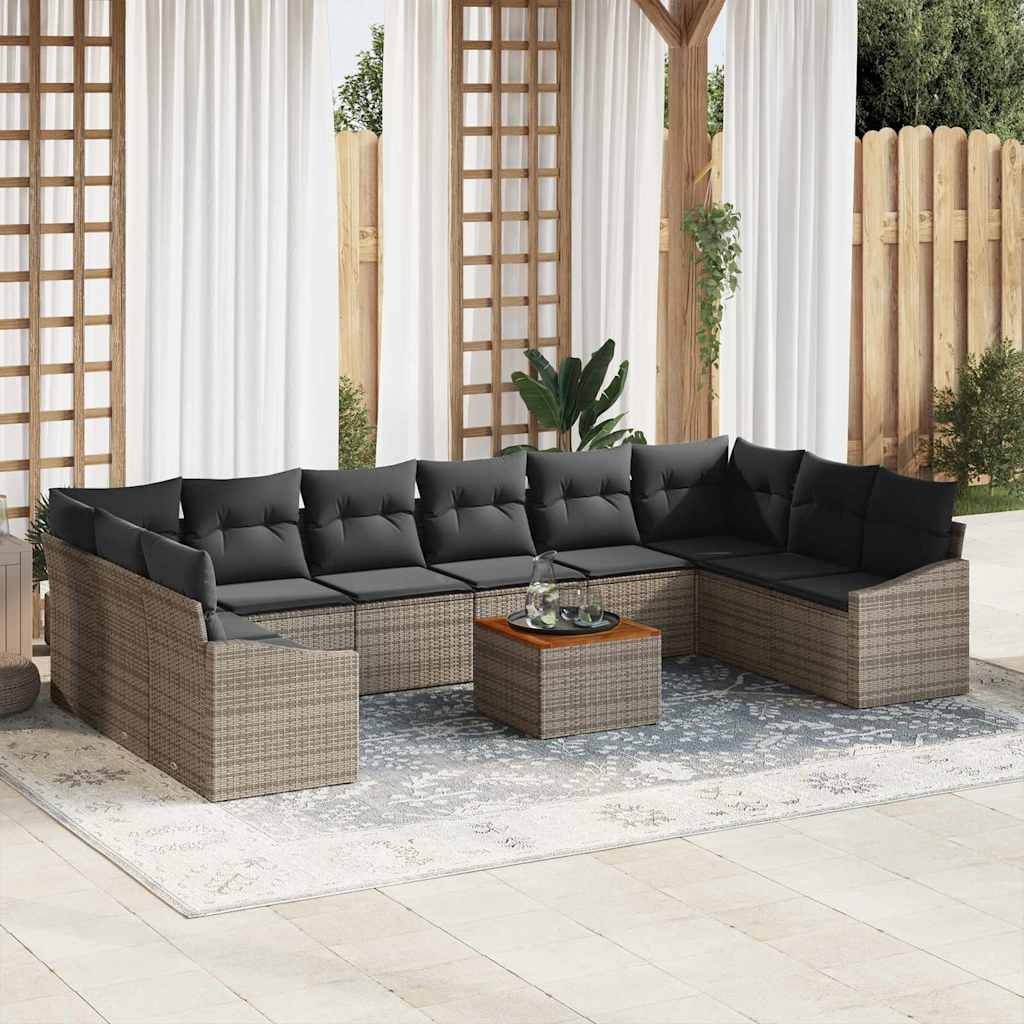 Tuinbankenset met opslag 11 pcs Grijs poly rattan is nu te koop bij PeponiXL, paradijselijk wonen!