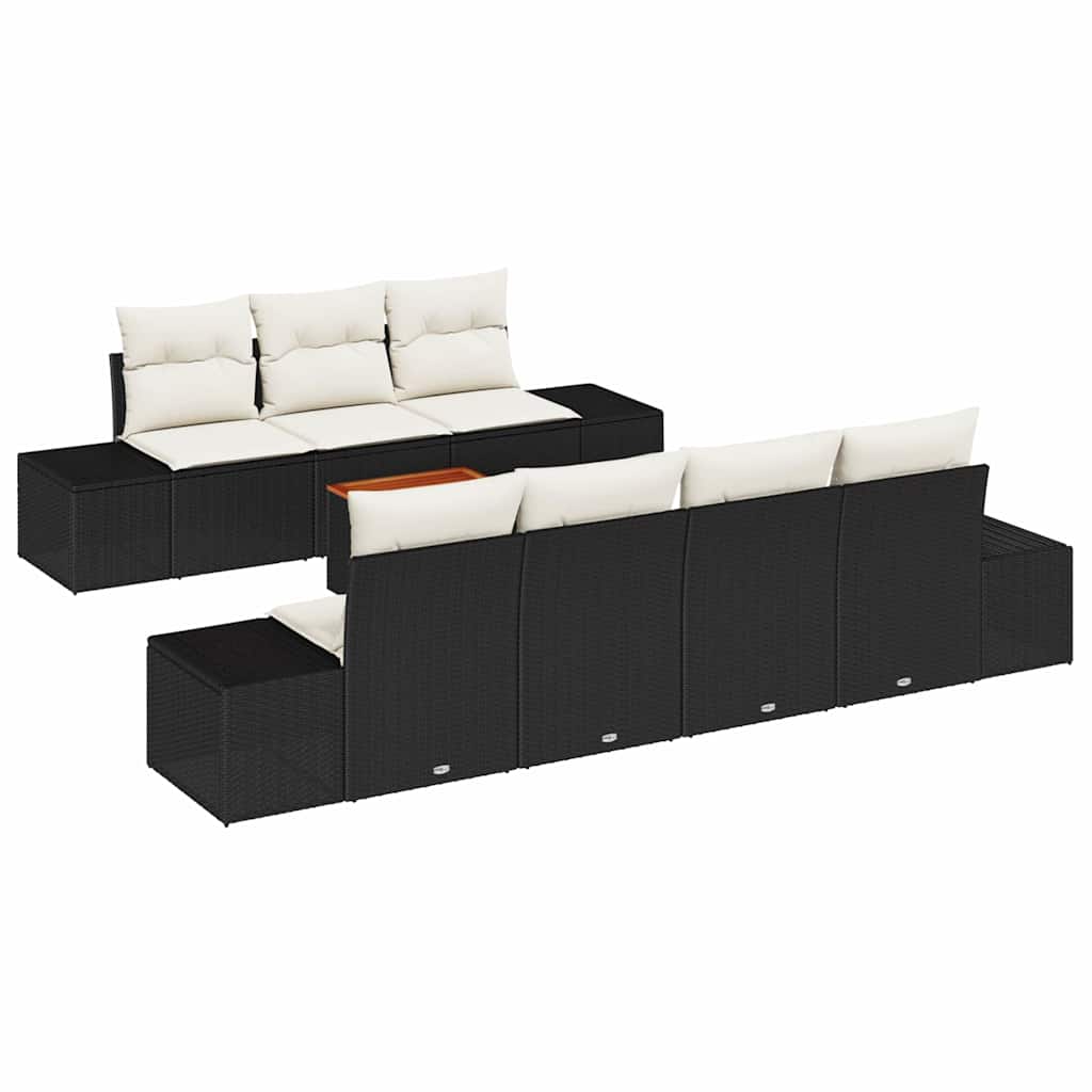 Tuinbankenset met opslag 8 pcs Zwart en Crème poly rattan is nu te koop bij PeponiXL, paradijselijk wonen!