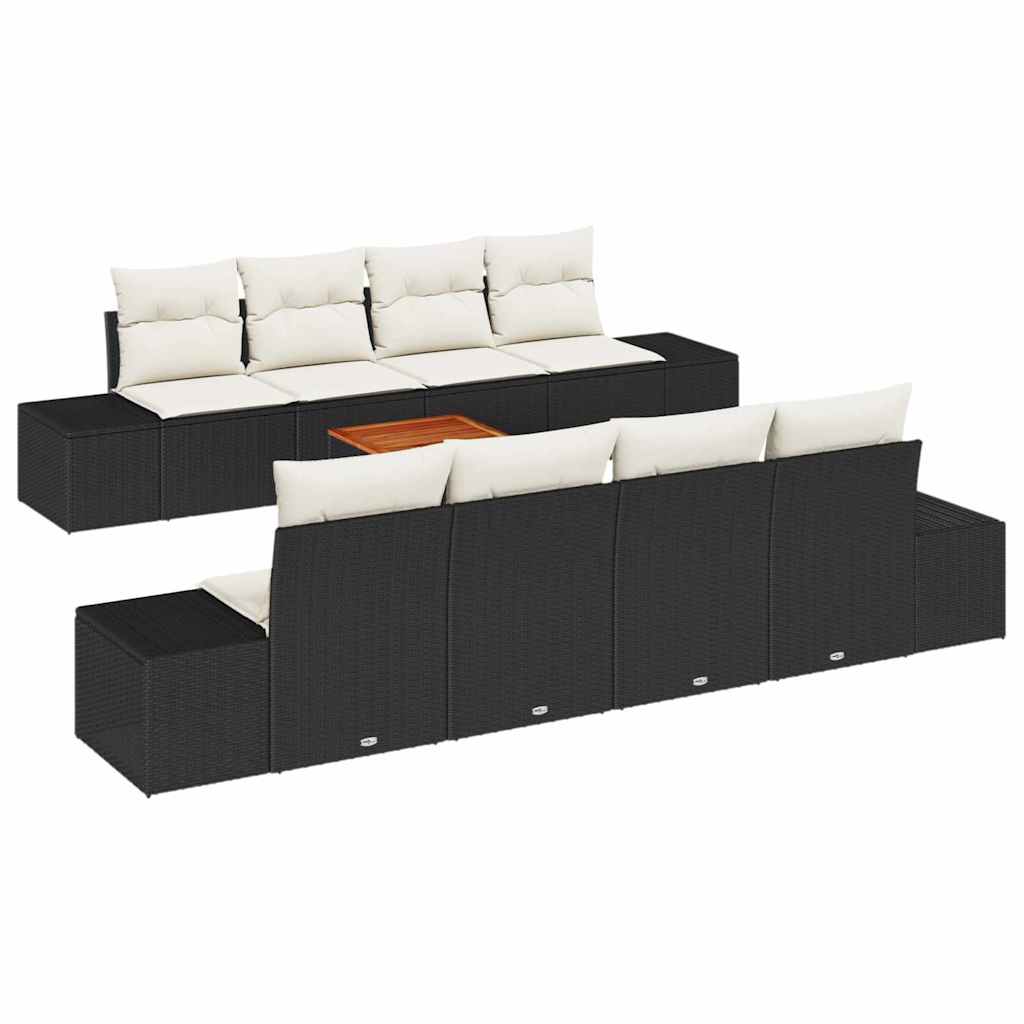 Tuinbankenset met opslag 9 pcs Zwart en Crème poly rattan is nu te koop bij PeponiXL, paradijselijk wonen!
