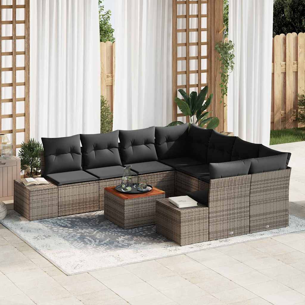 Tuinbankenset met opslag 9 pcs Grijs poly rattan is nu te koop bij PeponiXL, paradijselijk wonen!