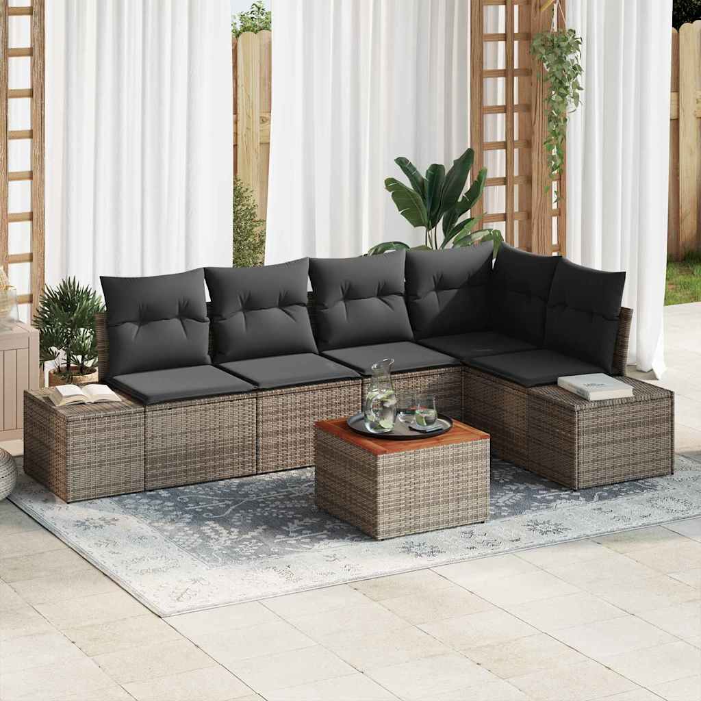 Tuinbankenset met opslag 6 pcs Grijs poly rattan is nu te koop bij PeponiXL, paradijselijk wonen!