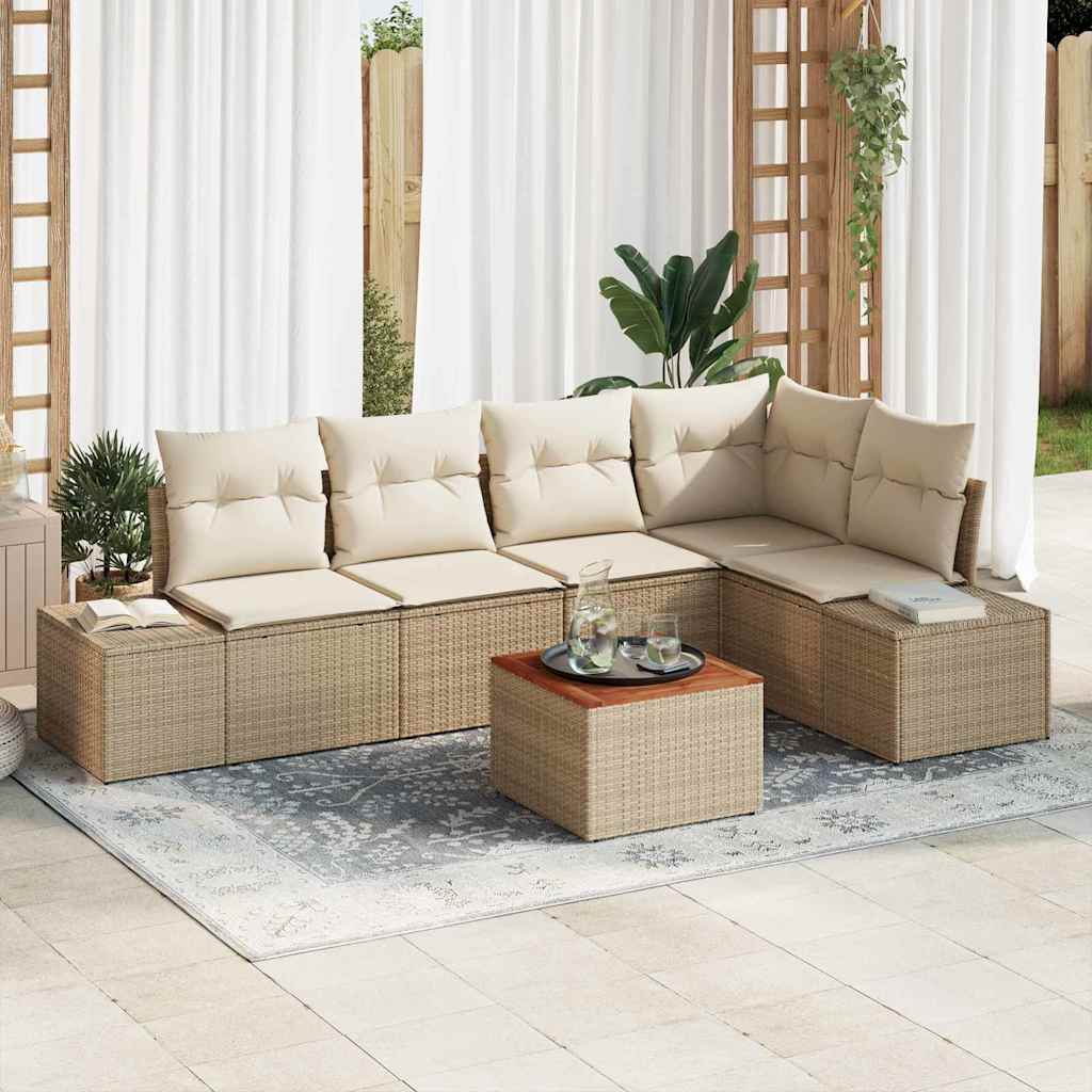 Tuinbankenset met opslag 6 pcs Beige en Crème poly rattan is nu te koop bij PeponiXL, paradijselijk wonen!
