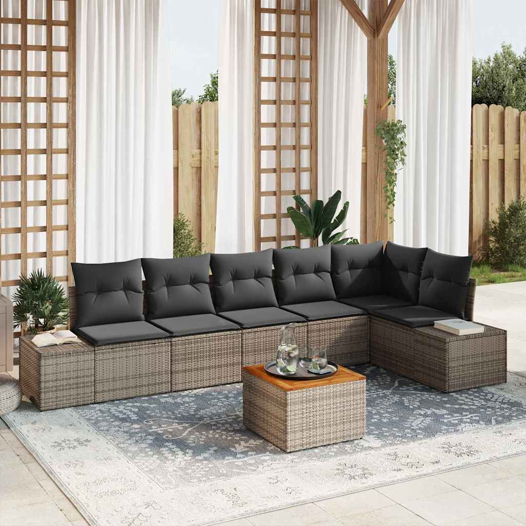 Tuinbankenset met opslag 7 pcs Grijs poly rattan is nu te koop bij PeponiXL, paradijselijk wonen!