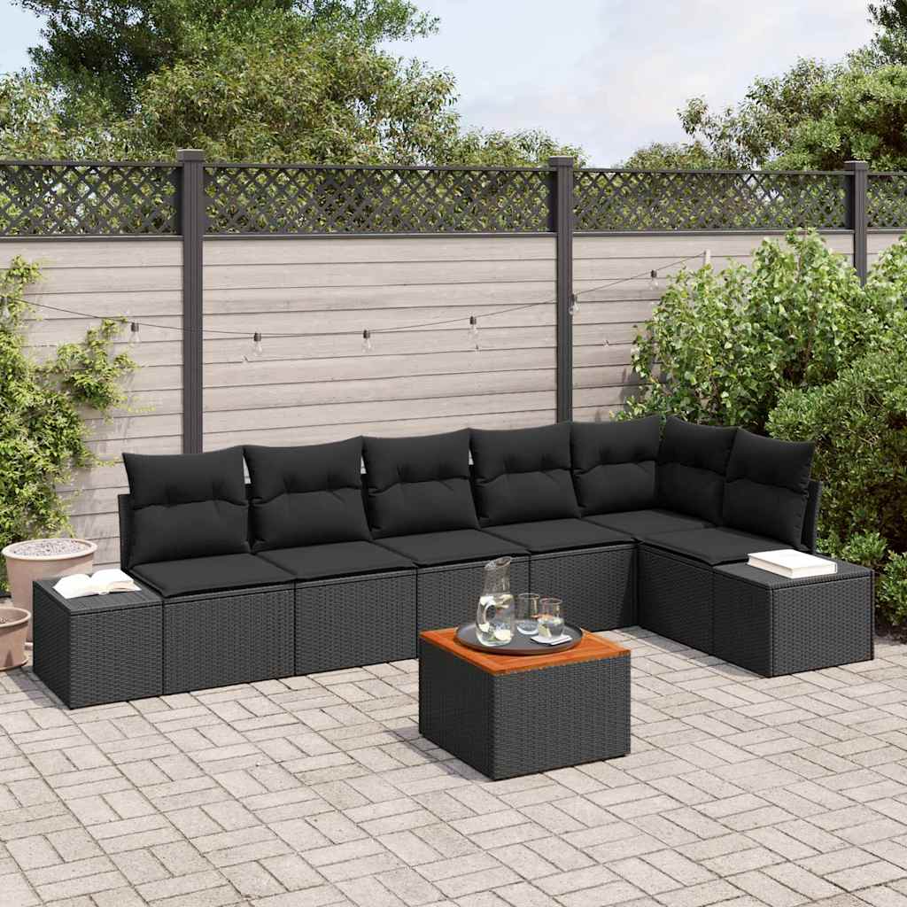 Tuinbankenset met opslag 7 pcs Zwart poly rattan is nu te koop bij PeponiXL, paradijselijk wonen!