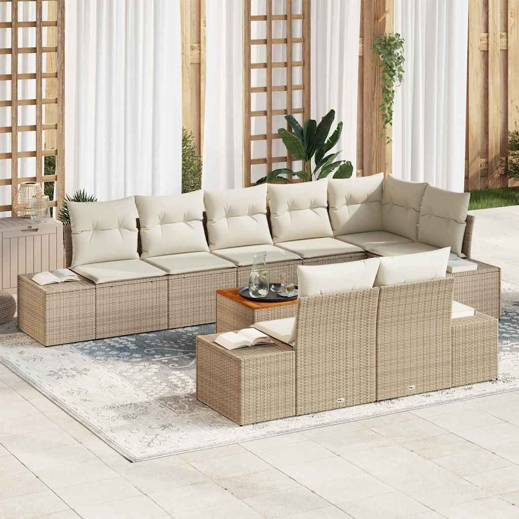 Tuin Sofa Set met opslag 9 pcs Beige en wit is nu te koop bij PeponiXL, paradijselijk wonen!