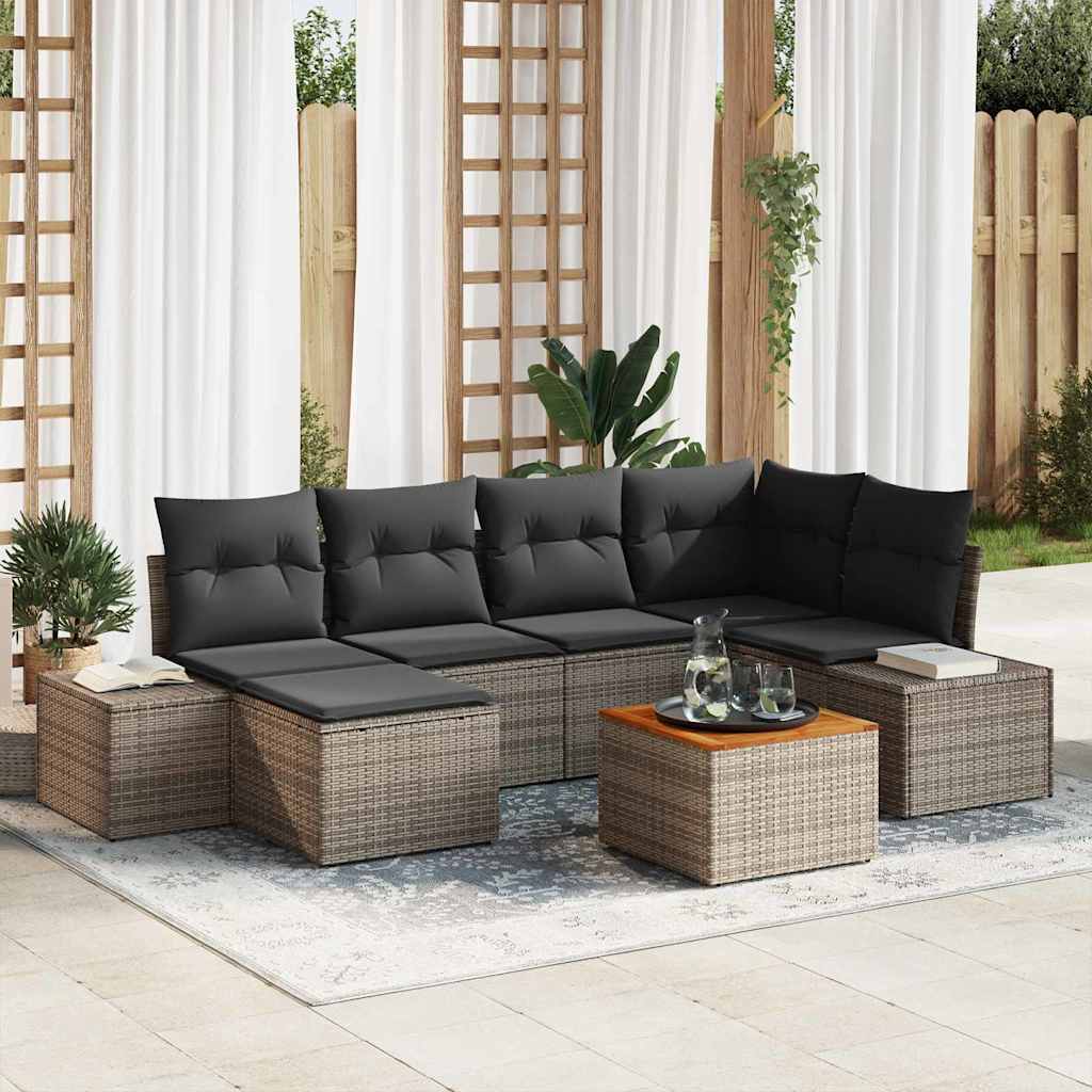 Tuin Sofa Set 7 pcs Grijs is nu te koop bij PeponiXL, paradijselijk wonen!