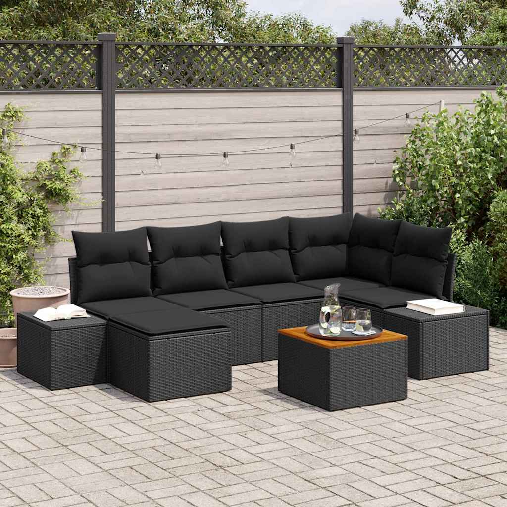 Tuin Sofa Set 7 pcs Zwart is nu te koop bij PeponiXL, paradijselijk wonen!